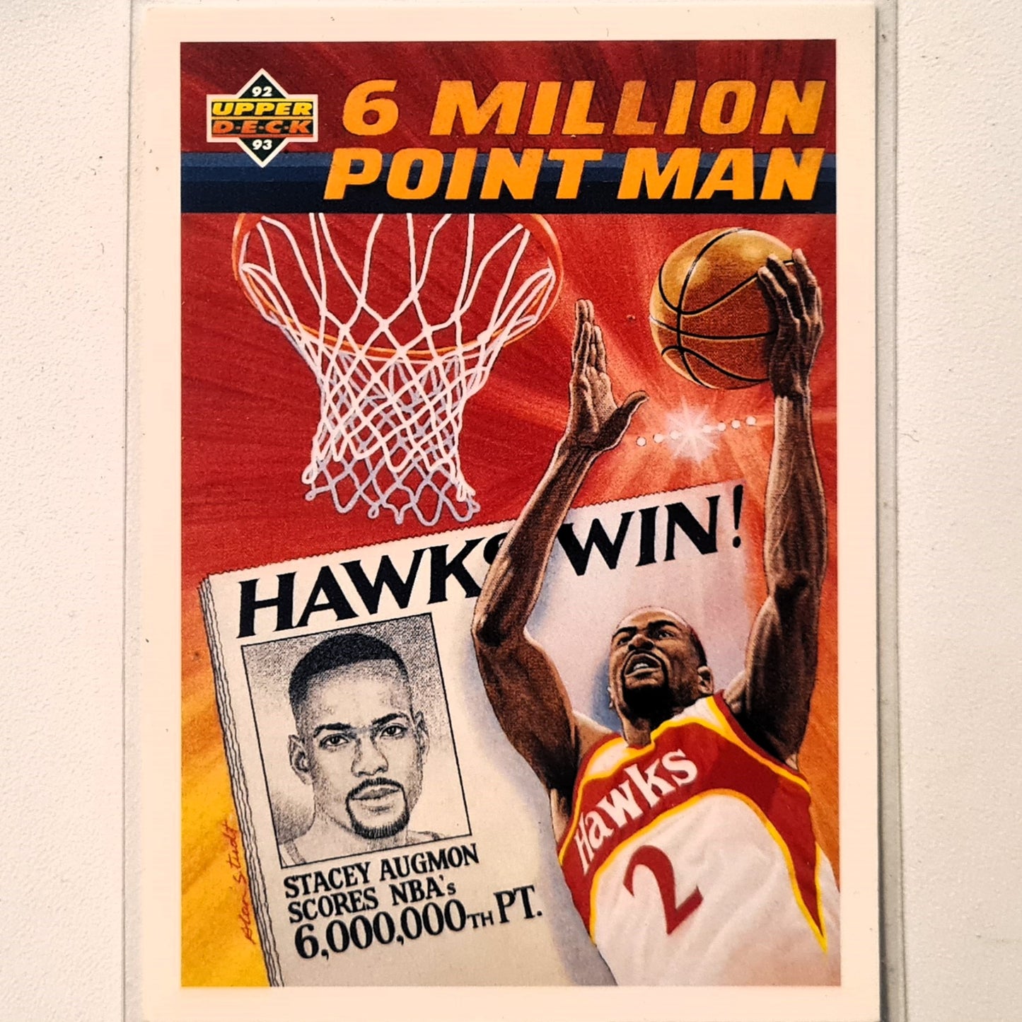 Stacey Augmon 1992 Upper-Deck 6 million point man #68 NBA Basketball Atlanta Hawks excellent sleeved