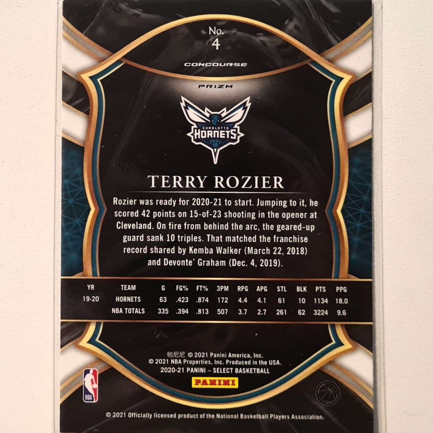 Terry Rozier 2015-16 Panini select scope variant concourse #4 NBA Basketball Charlotte Hornets  Excellent/mint sleeved