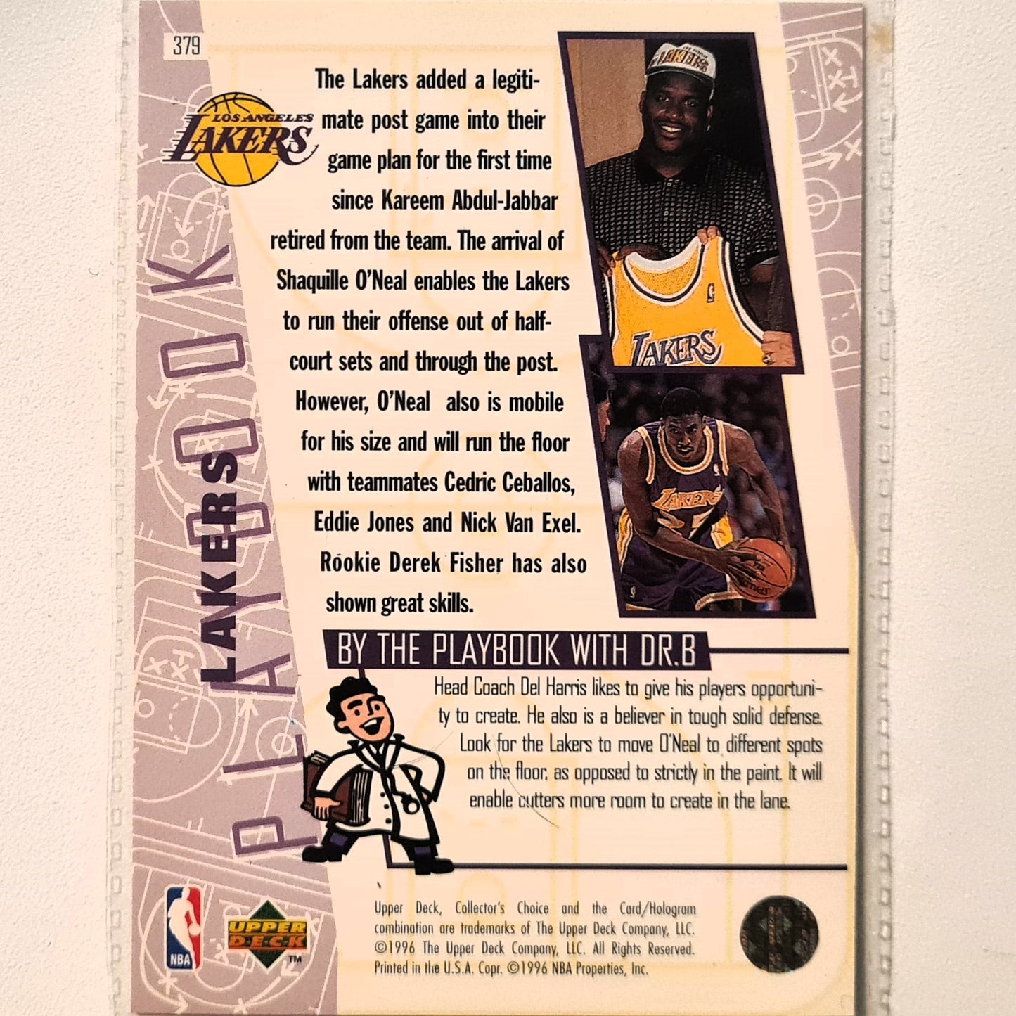 Nick Van Exel 1996 Upper-Deck playbook #379 NBA Basketball LA Lakers Excellent Sleeved