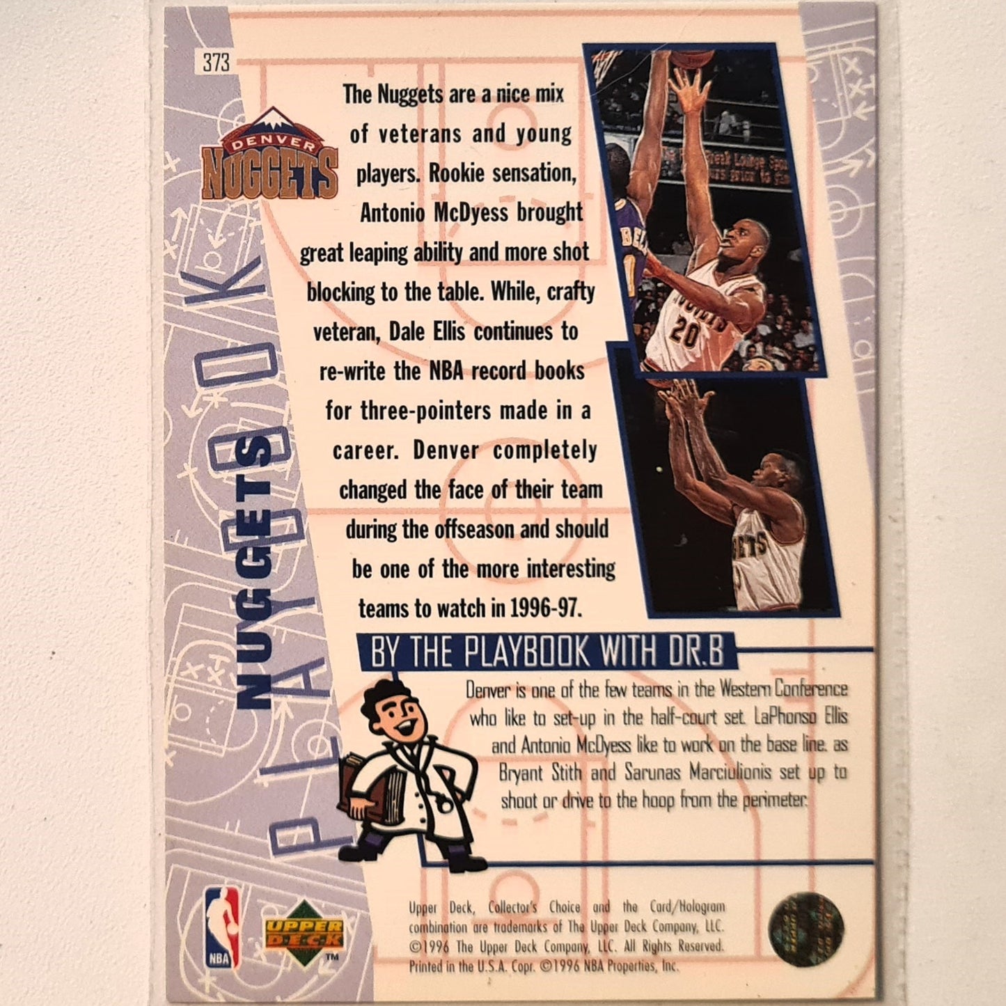 LaPhonso Ellis 1996 Upper-Deck playbook #373 NBA Basketball Denver Nuggets Excellent Sleeved