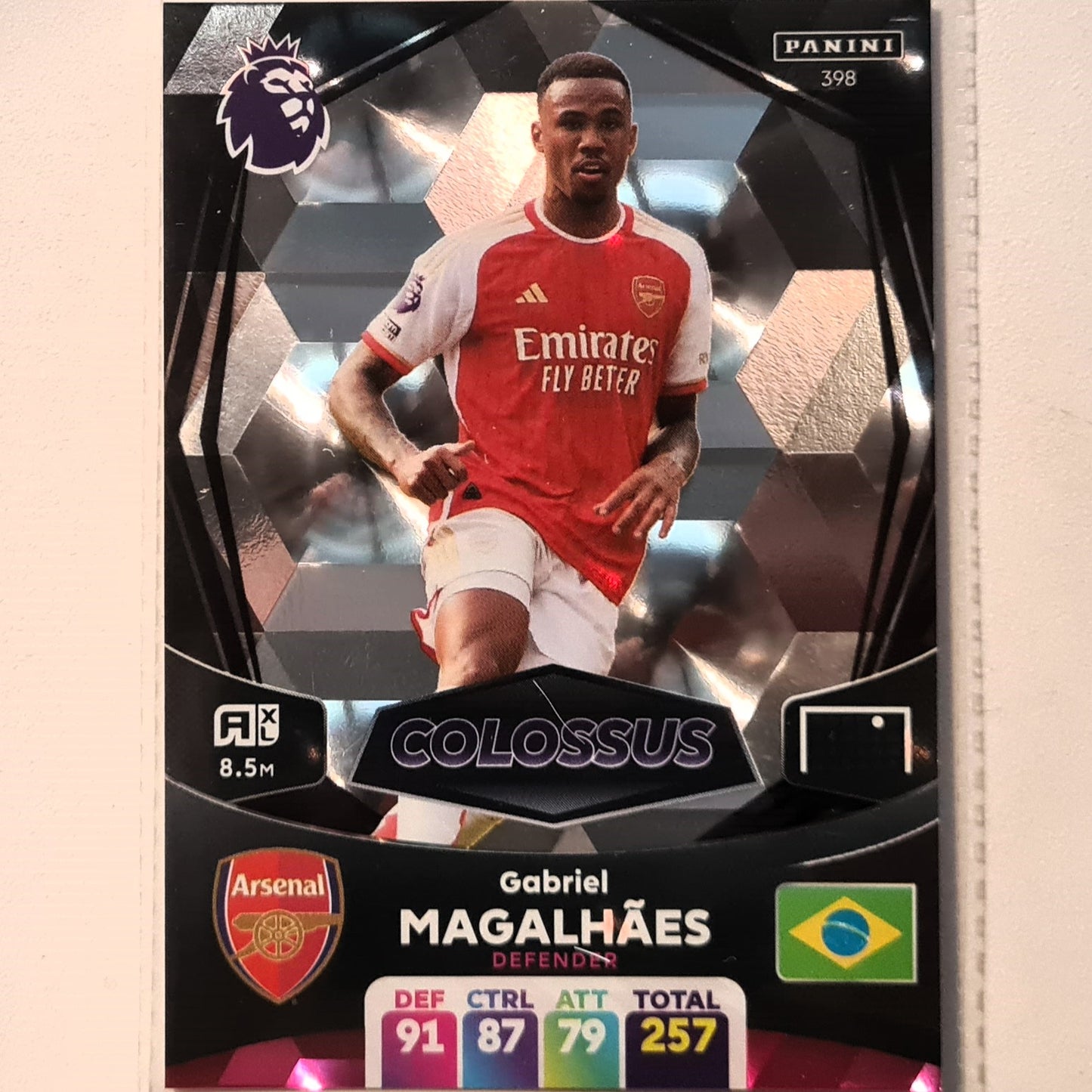 Gabriel Magalhaes 2024 Panini Adrenalyn XL Colossus #398 Soccer Football Arsenal Excellent Sleeved