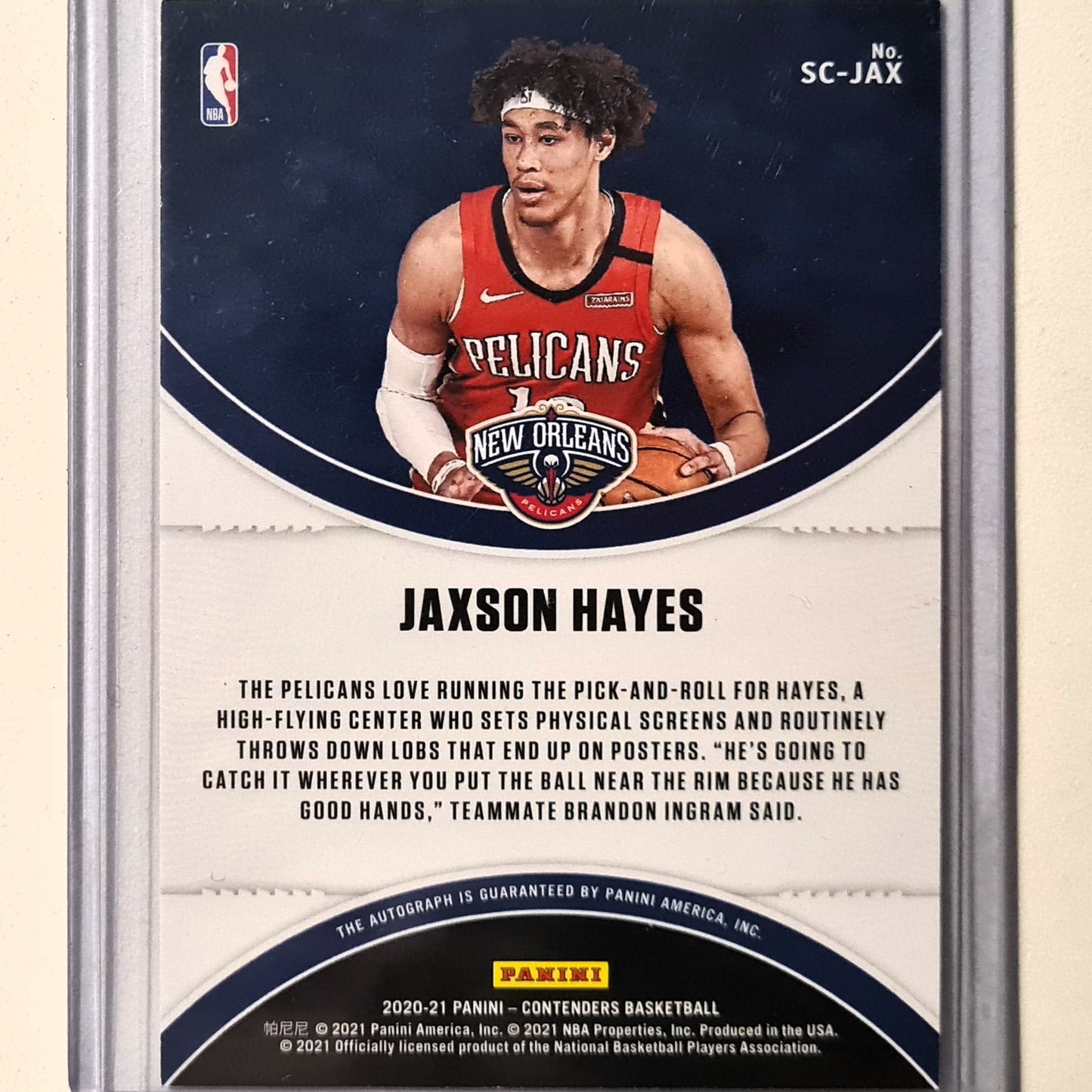 Jaxson Hayes 2020-21 Panini Contenders Sophomore gold auto 05/25 SC-JAX NBA Basketball New Orleans Pelicans Excellent/mint Sleeved