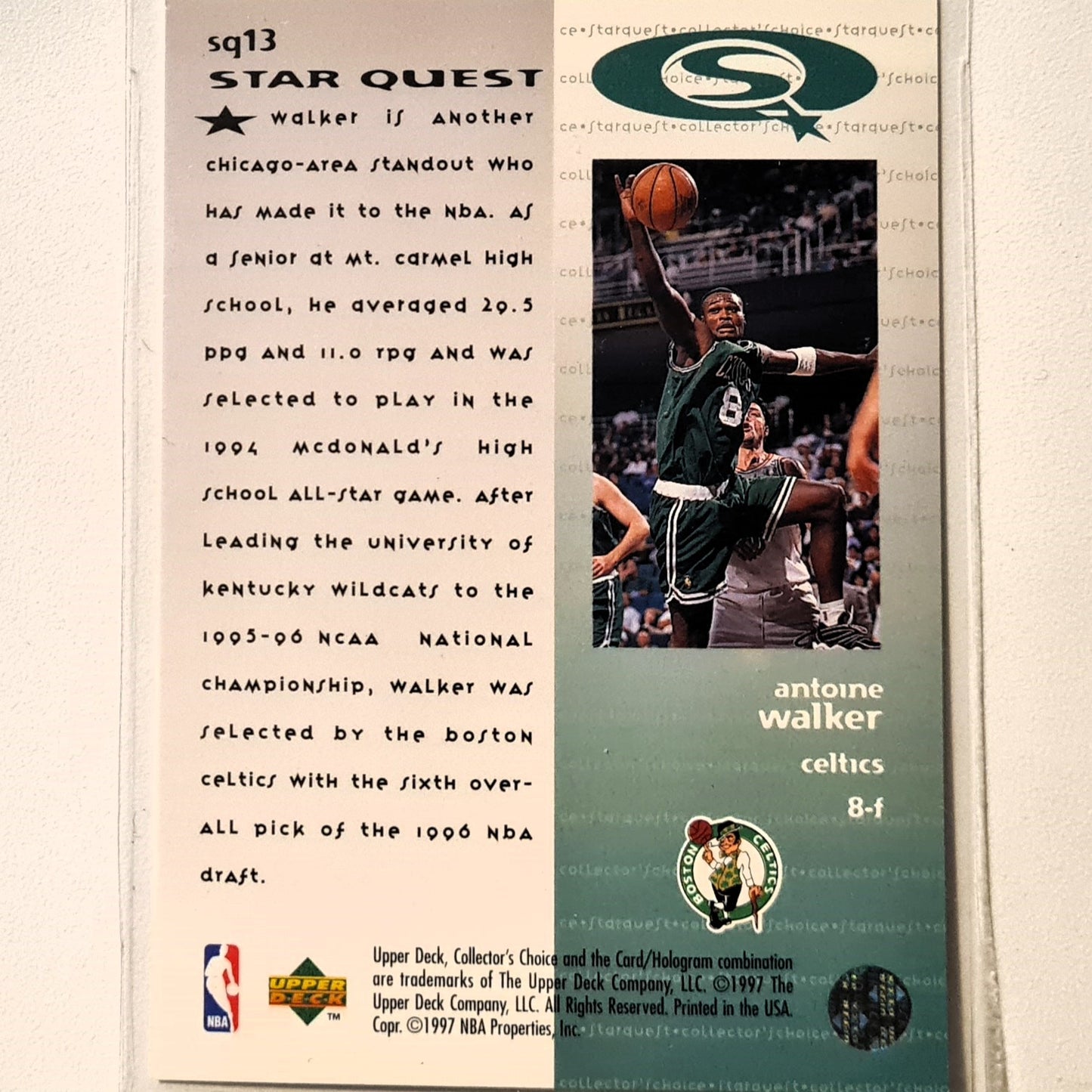 Antoine Walker 1997 Upper-Deck Star Quest SQ13 NBA Basketball Boston Celtics Excellent Sleeved