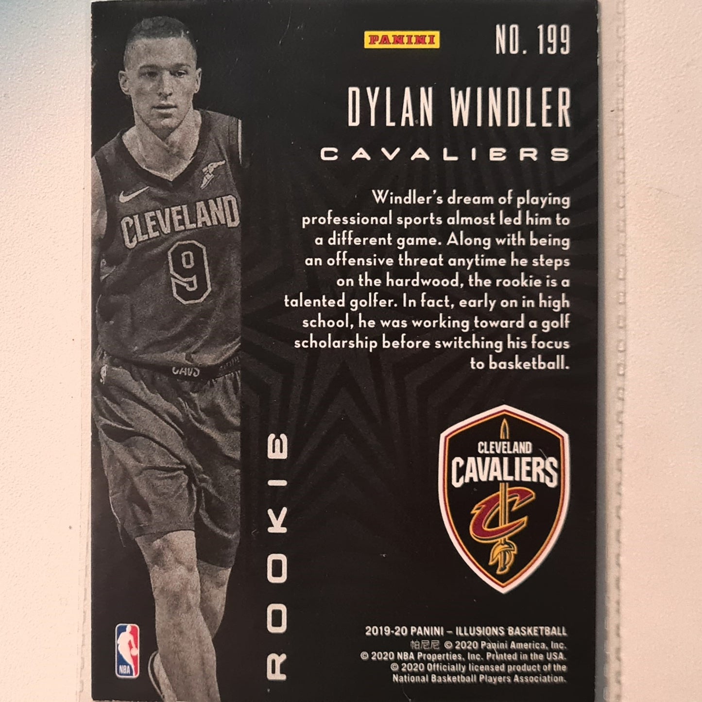 Dylan Windler 2019-20 Panini illusions rookie RC  #199 NBA Basketball Cleveland Cavaliers Excellent/mint Sleeved