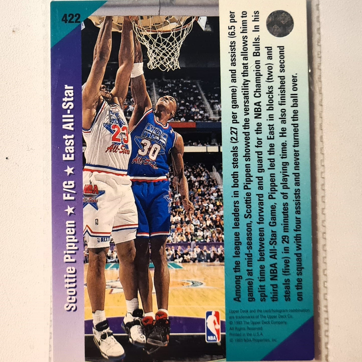 Scottie Pippen 1993 Upper-Deck all star east #422 NBA Basketball Chicago Bulls Very good sleeved