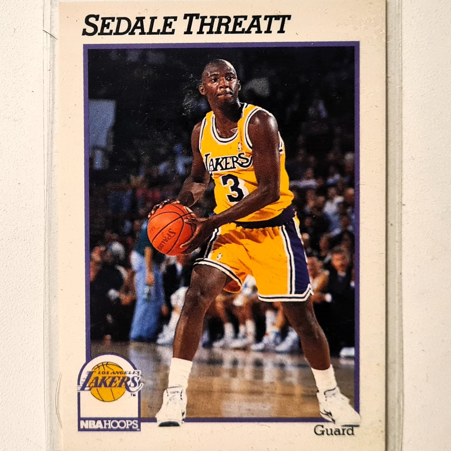 Sedale Threatt 1991 NBA Hoops #385 NBA Basketball LA Lakers Excellent Sleeved