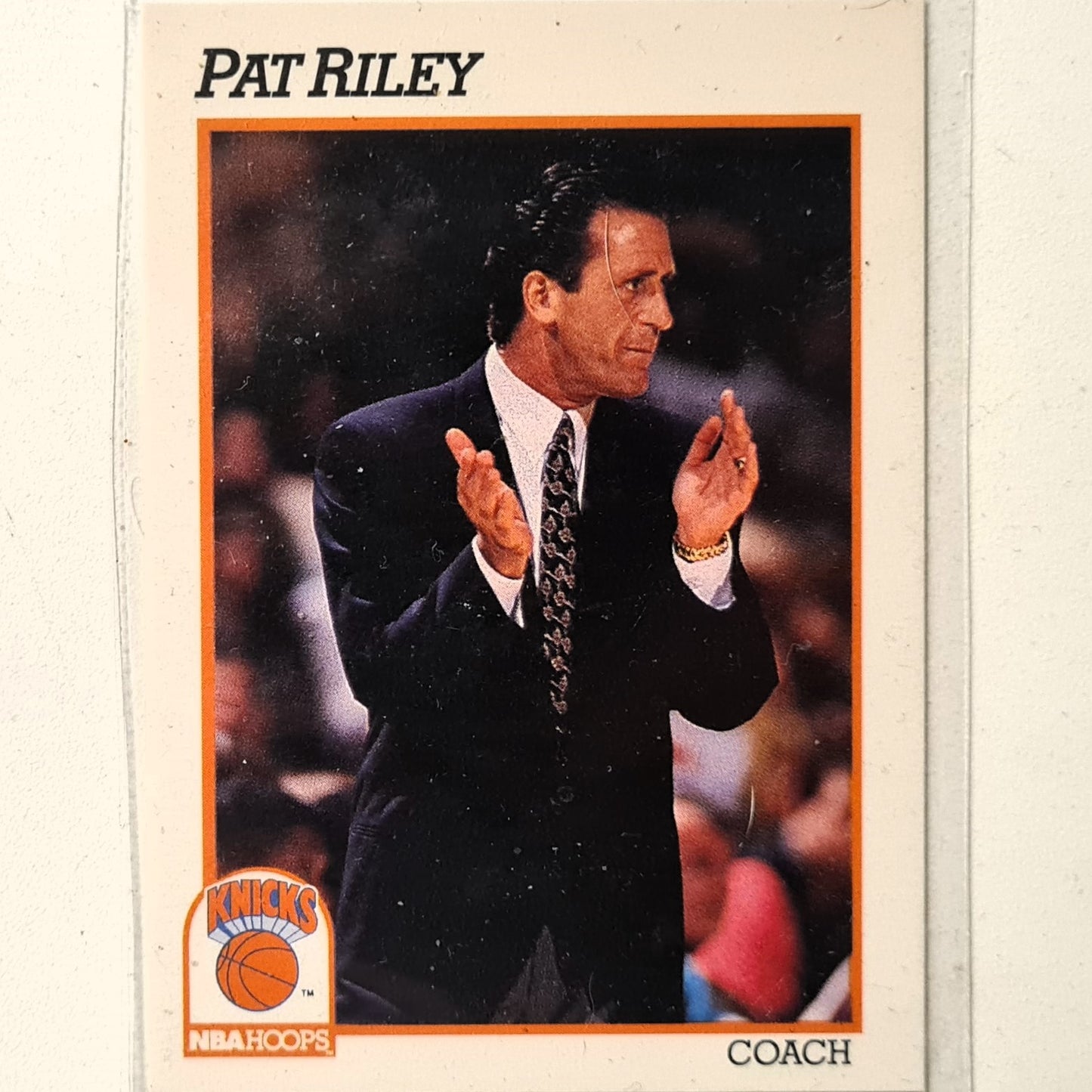 Pat Riley 1991 NBA Hoops #238 NBA Basketball New York Knicks Excellent Sleeved