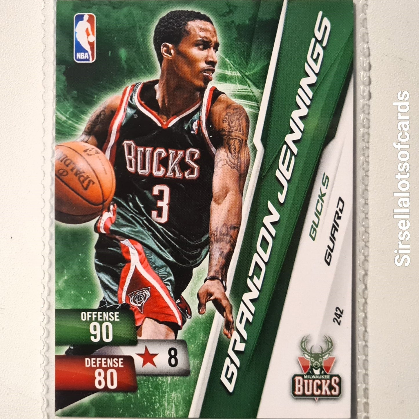 Brandon Jennings 2010-11 Panini Adrenalyn XL #242 NBA Basketball Milwaukee Bucks very good sleeved