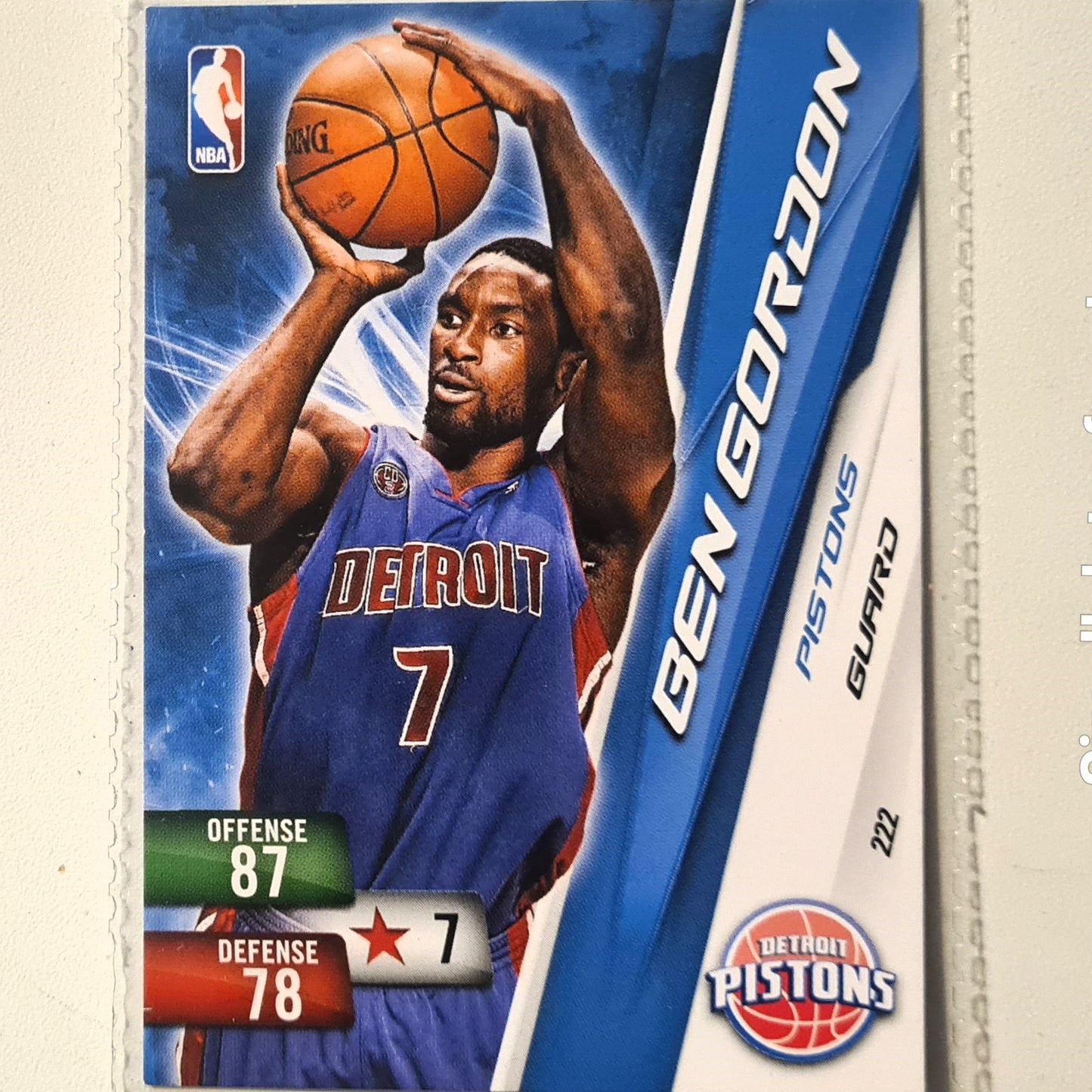 Ben Gordon 2010-11 Panini Adrenalyn XL #222 NBA Basketball Detroit Pistons very good sleeved