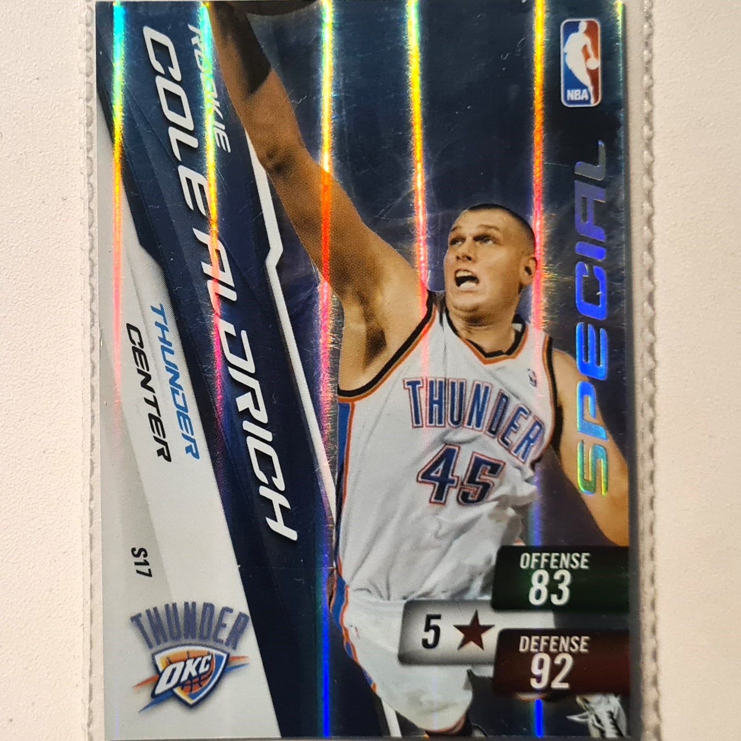 Cole Aldrich 2010-11 Panini Adrenalyn XL Special Hologram Rookie RC S17 NBA Basketball Oklahoma City Thunder very good sleeved