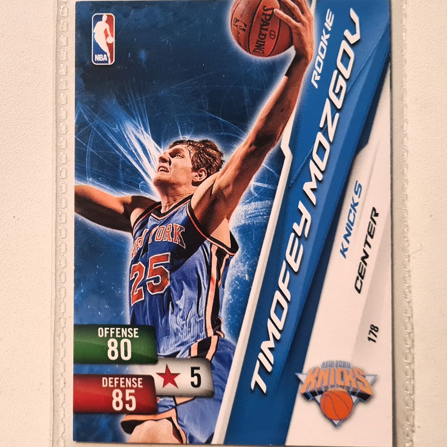 Timofey Mozgov 2010-11 Panini Adrenalyn XL Rookie RC #178 NBA Basketball New York Knicks very good sleeved