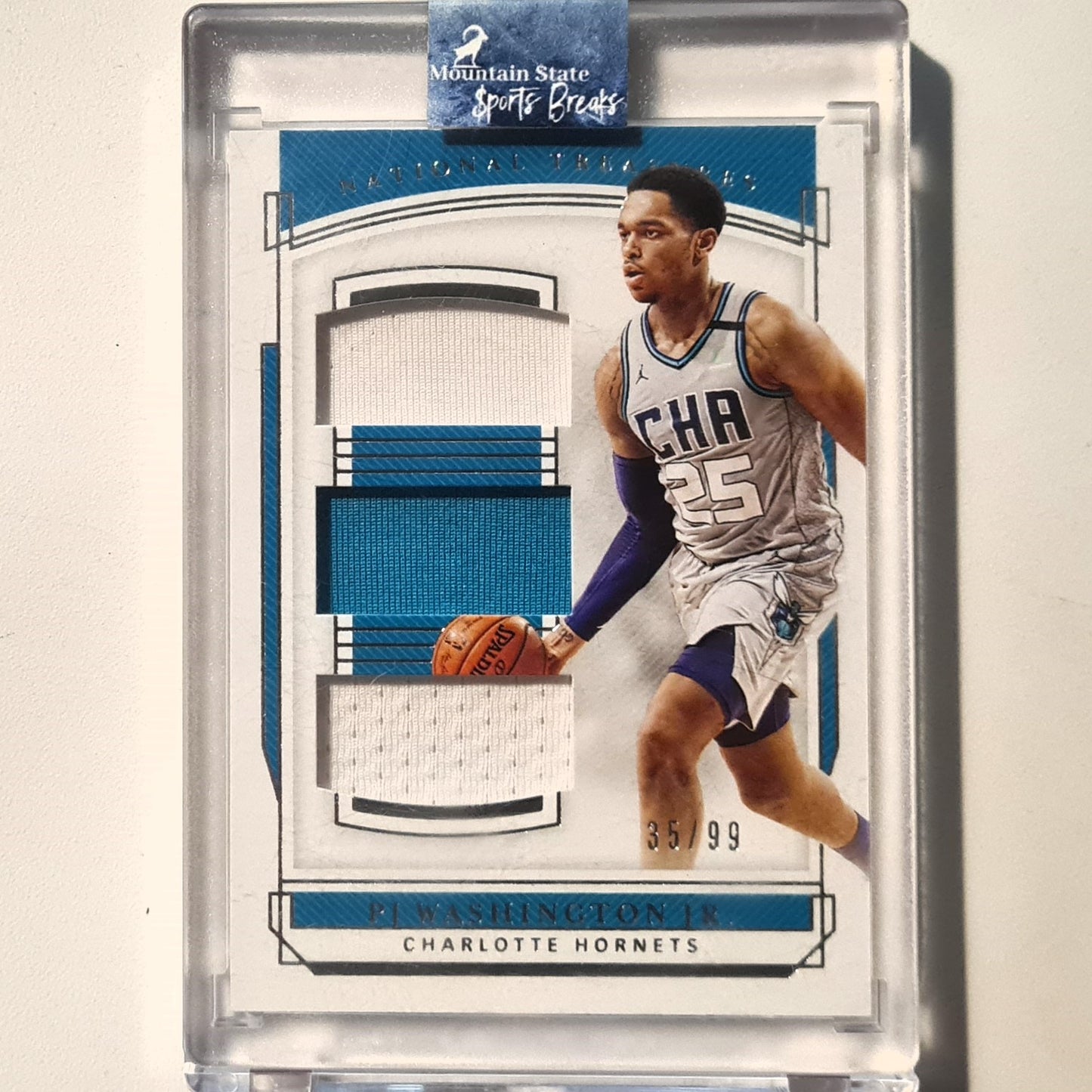 PJ Washington Jr 2019-20 Panini National Treasures Rookie triple patch 35/99 RTM-PJW NBA Basketball Charlotte Hornets mint cased