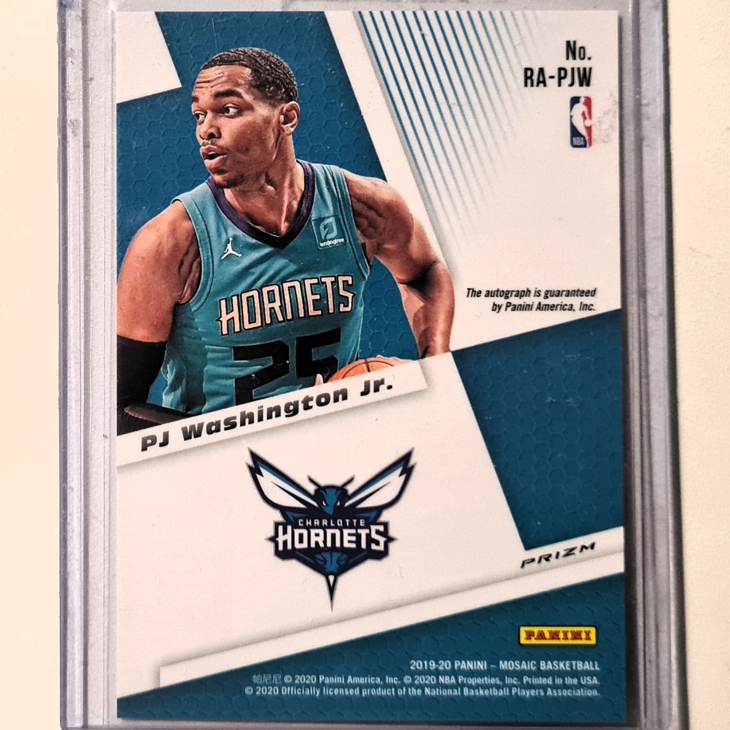 PJ Washington Jr 2019-20 Panini Mosaic Autographs Auto Rookie RC RA-PJW NBA Basketball Charlotte Hornets mint sleeved