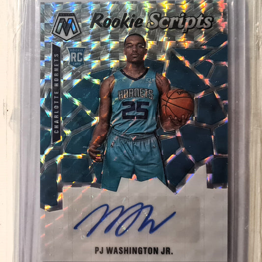 PJ Washington Jr 2019-20 Panini Mosaic Rookie Scripts Auto RC RS-PJW NBA Basketball Charlotte Hornets mint sleeved