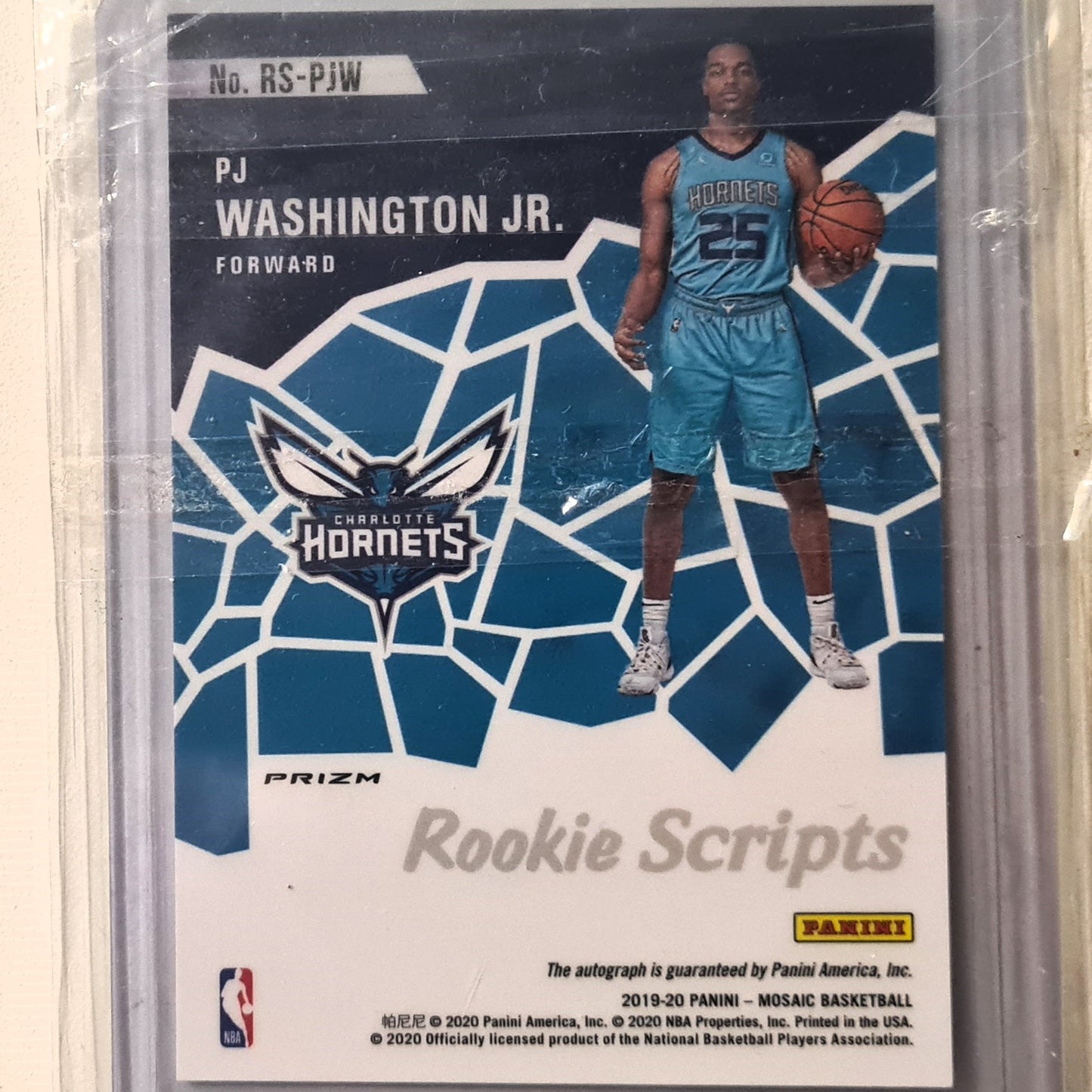 PJ Washington Jr 2019-20 Panini Mosaic Rookie Scripts Auto RC RS-PJW NBA Basketball Charlotte Hornets mint sleeved