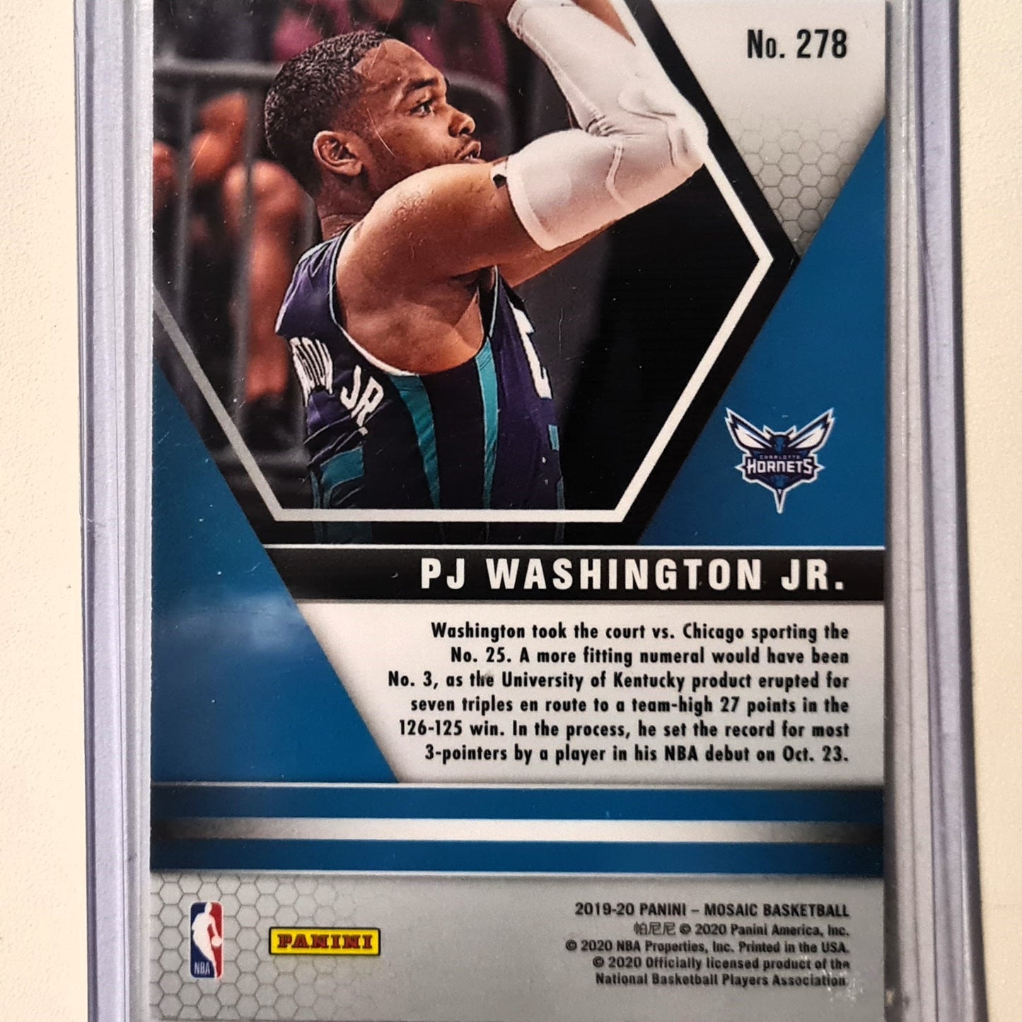 PJ Washington Jr 2019-20 Panini Mosaic NBA Debut silver/teal Rookie RC #278 NBA Basketball Charlotte Hornets mint sleeved