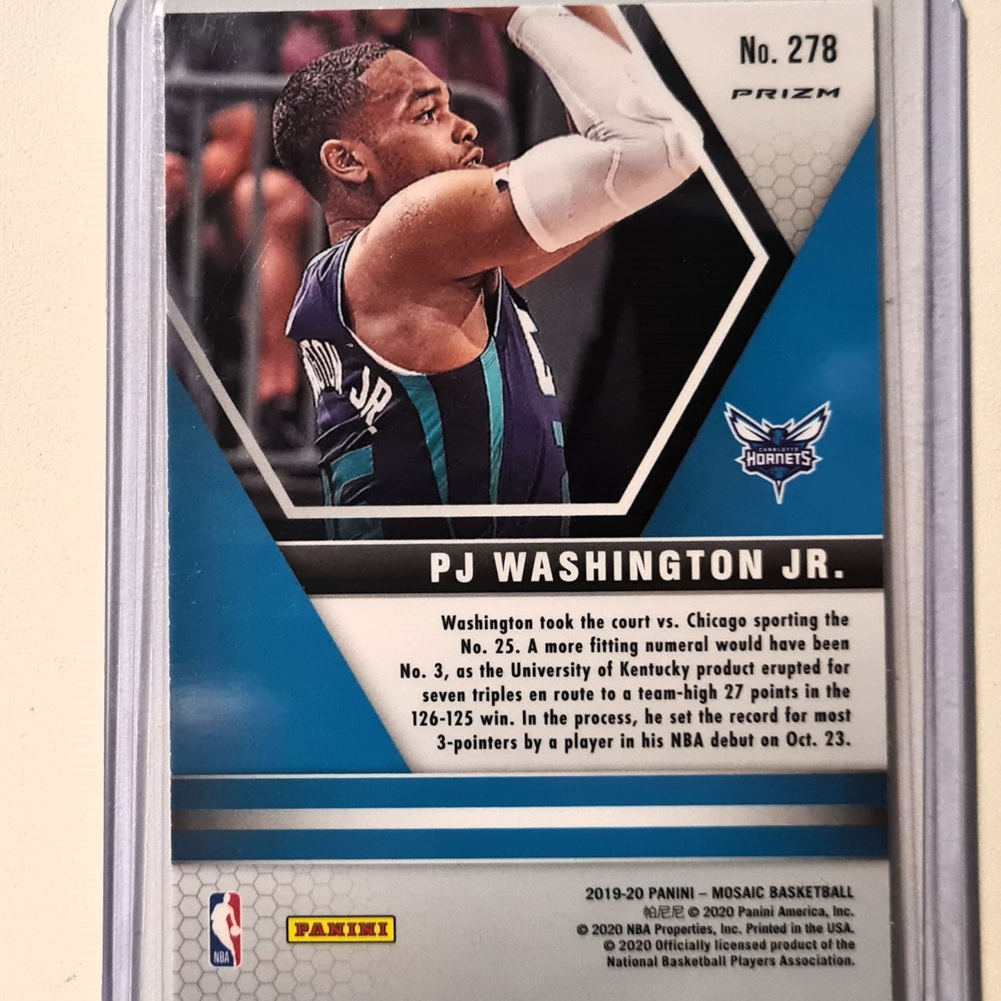 PJ Washington Jr 2019-20 Panini Mosaic NBA Debut red/teal prizm Rookie RC #278 NBA Basketball Charlotte Hornets mint sleeved