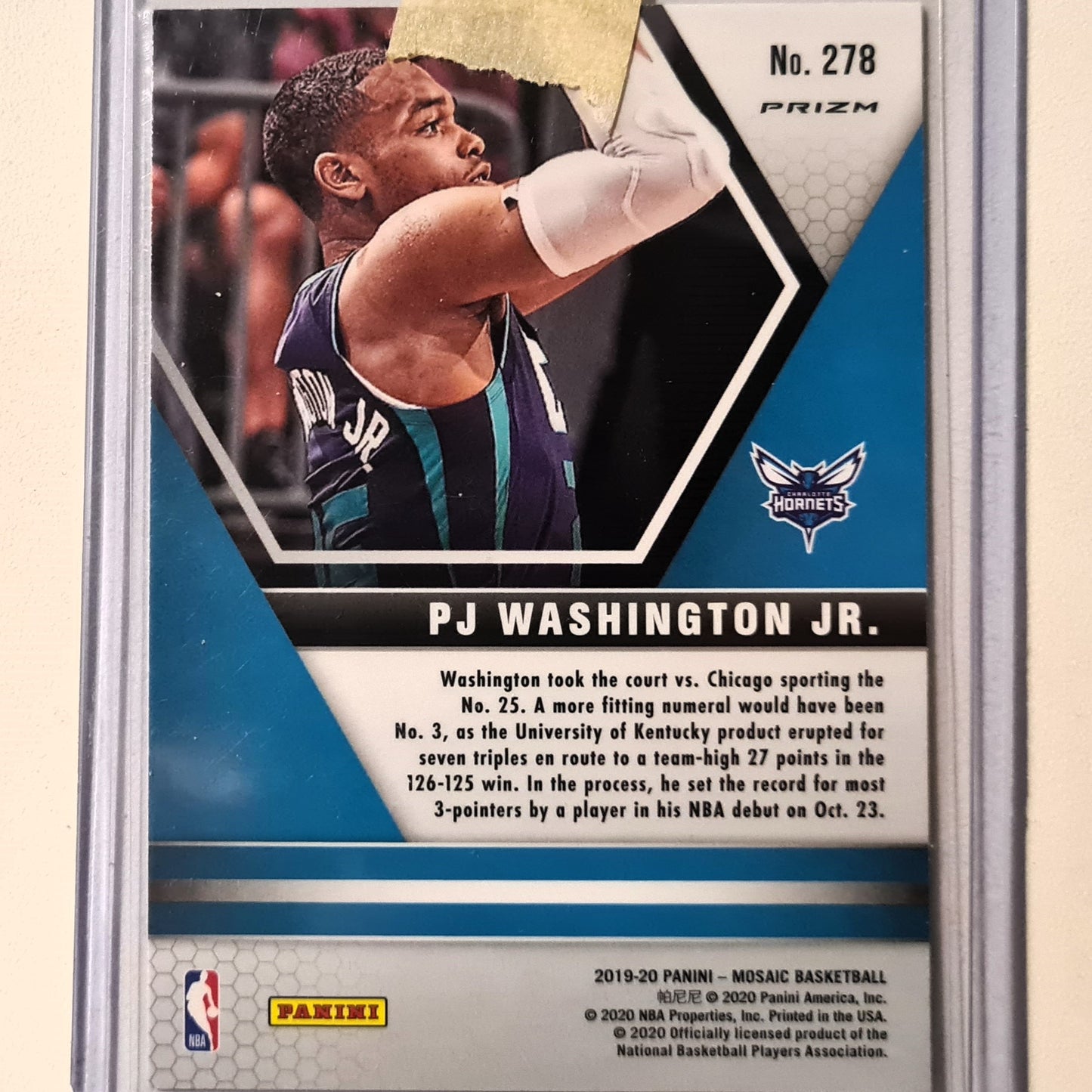 PJ Washington Jr 2019-20 Panini Mosaic NBA Debut Green prizm Rookie RC #278 NBA Basketball Charlotte Hornets mint sleeved