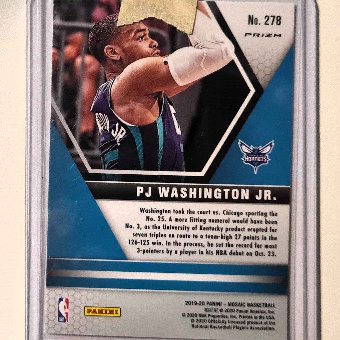 PJ Washington Jr 2019-20 Panini Mosaic NBA Debut Silver prizm Rookie RC  #278 NBA Basketball Charlotte Hornets mint sleeved