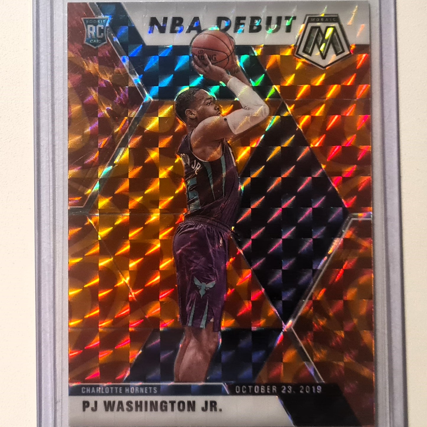 PJ Washington Jr 2019-20 Panini Mosaic NBA Debut red/orange reactive prizm Rookie RC  #278 NBA Basketball Charlotte Hornets mint sleeved