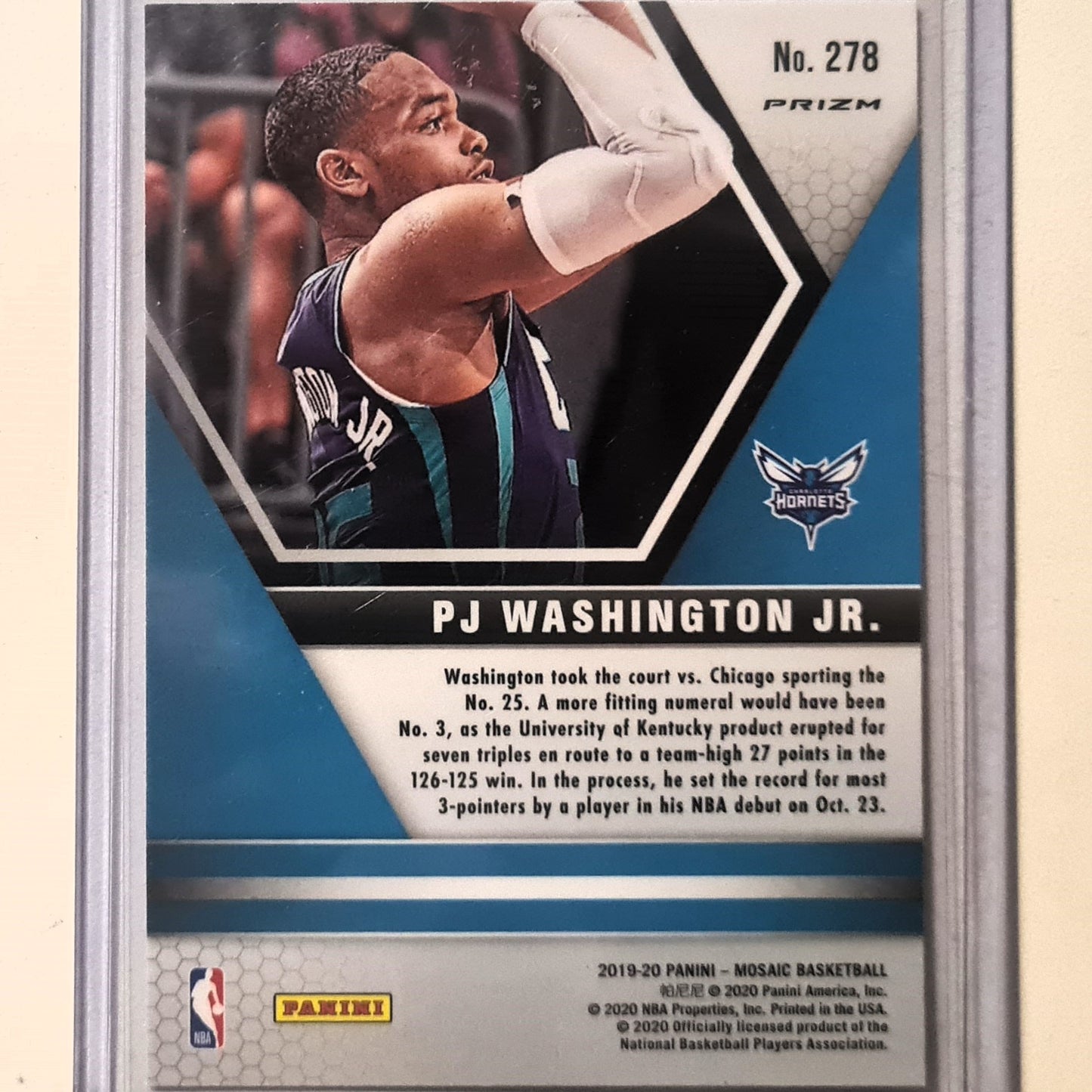 PJ Washington Jr 2019-20 Panini Mosaic NBA Debut red/orange reactive prizm Rookie RC  #278 NBA Basketball Charlotte Hornets mint sleeved