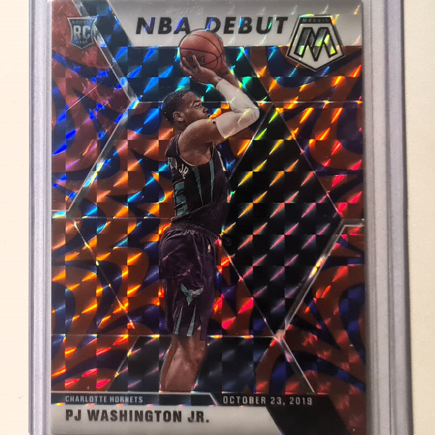 PJ Washington Jr 2019-20 Panini Mosaic NBA Debut red/blue reactive prizm Rookie RC  #278 NBA Basketball Charlotte Hornets mint sleeved