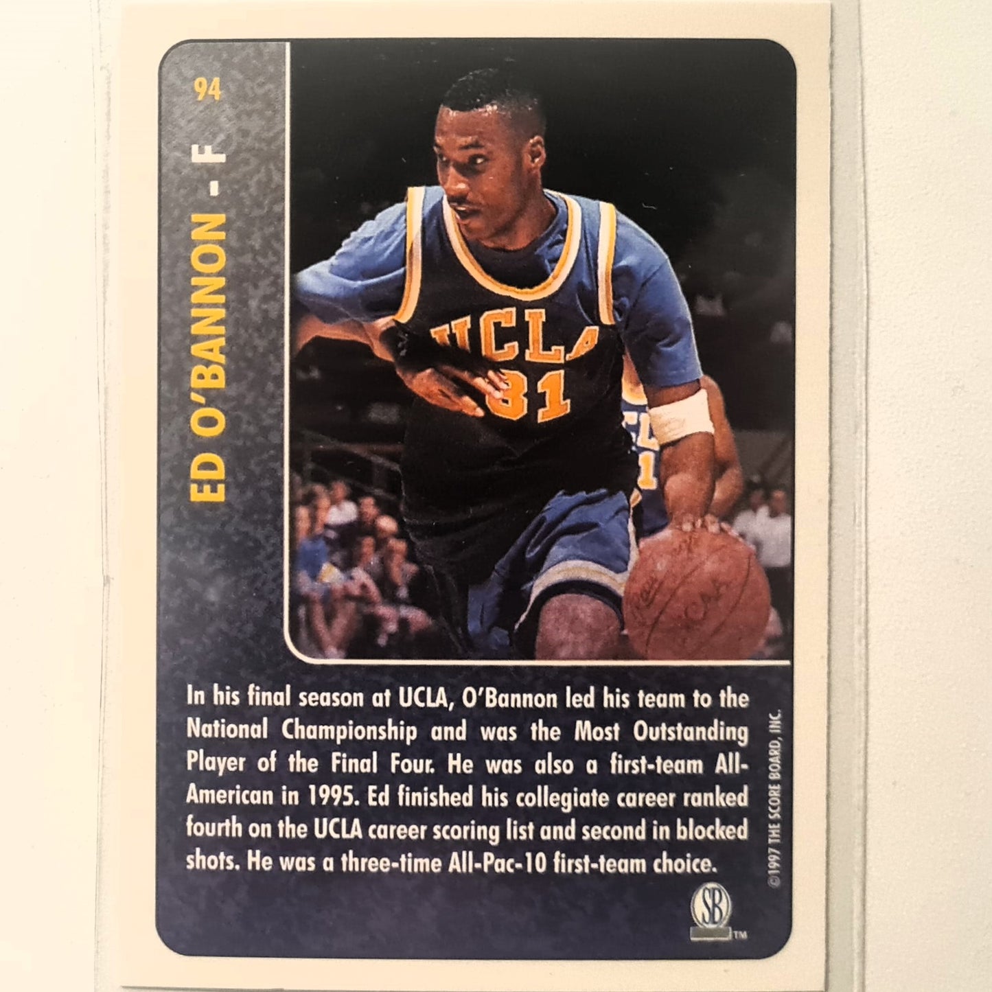 Ed O'Bannon 1997 score board Basketball Rookies Back in the Day #94 UCLA Excellent Sleeved