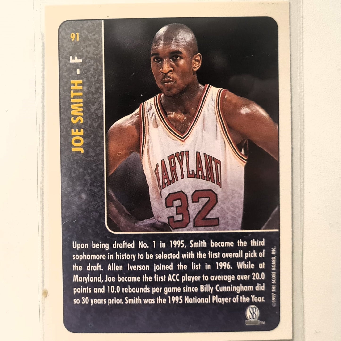 Joe Smith 1997 score board Basketball Rookies Back in the Day #91 Maryland Excellent Sleeved