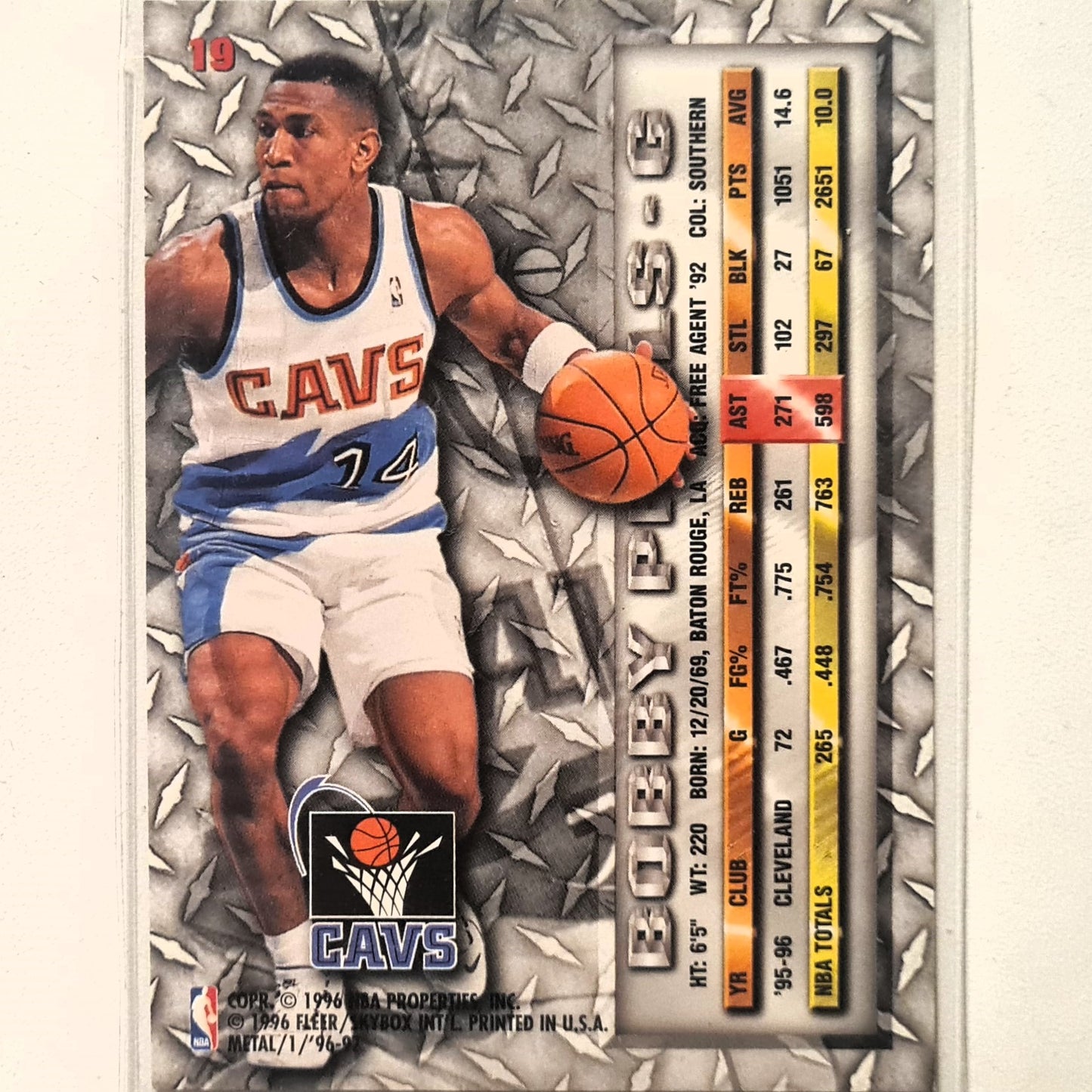 Bobby Phills 1996 Fleer metal 96-97 #19 NBA Basketball Cleveland Cavaliers Excellent sleeved