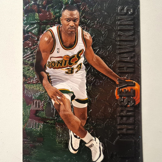 Hersey Hawkins 1996 Fleer metal 96-97 #92 NBA Basketball Seattle Super Sonics Excellent sleeved