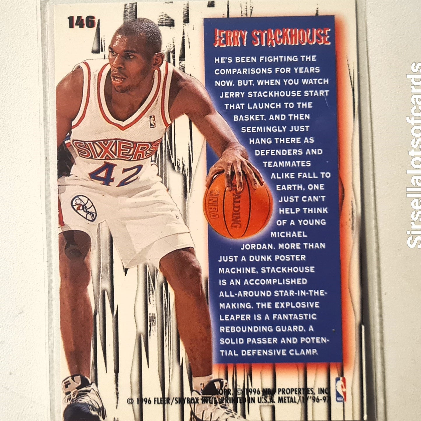 Jerry Stackhouse 1996 Fleer metal 96-97 Metal Shredders #146 NBA Basketball Toronto Raptors Excellent sleeved