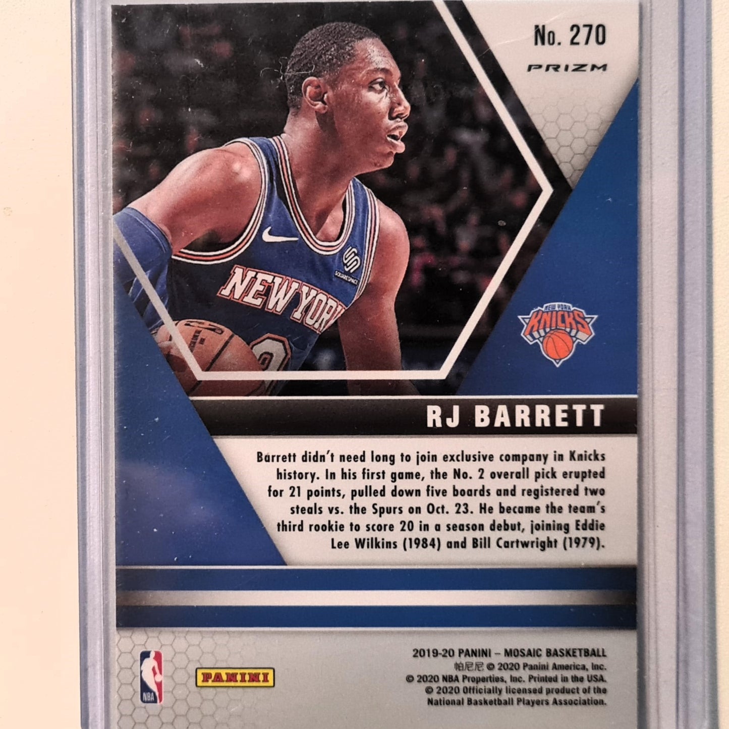 RJ Barrett 2019-20 Panini Mosaic NBA Debut green Prizm Rookie RC #270 NBA Basketball New York Knicks excellent Sleeved