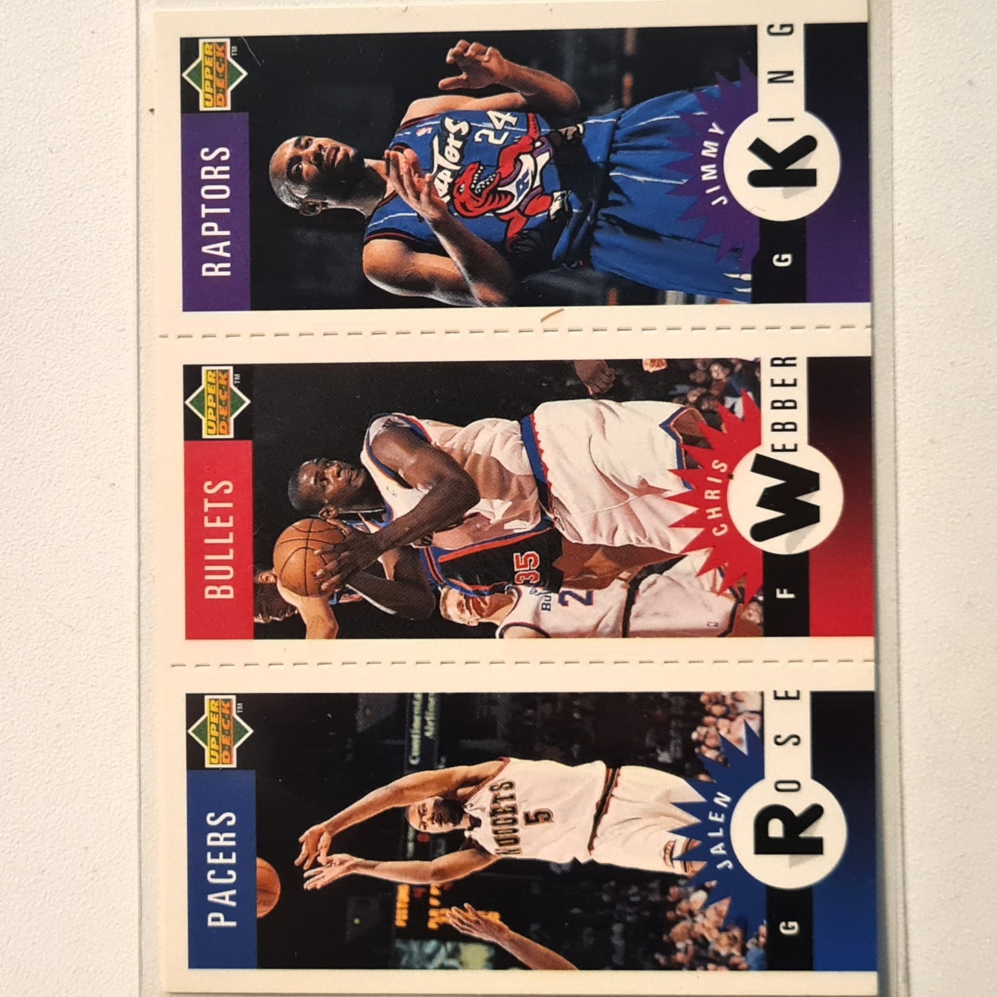 Chris Webber Jalen rose 1996 Upper-Deck mini's  M79 M88 M21 NBA Basketball Washington Bullets Excellent Sleeved