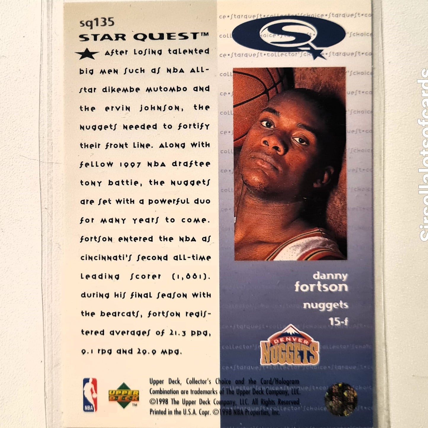 Danny Fortson 1997 Upper-Deck Star Quest SQ135 NBA Basketball Denver Nuggets Excellent Sleeved