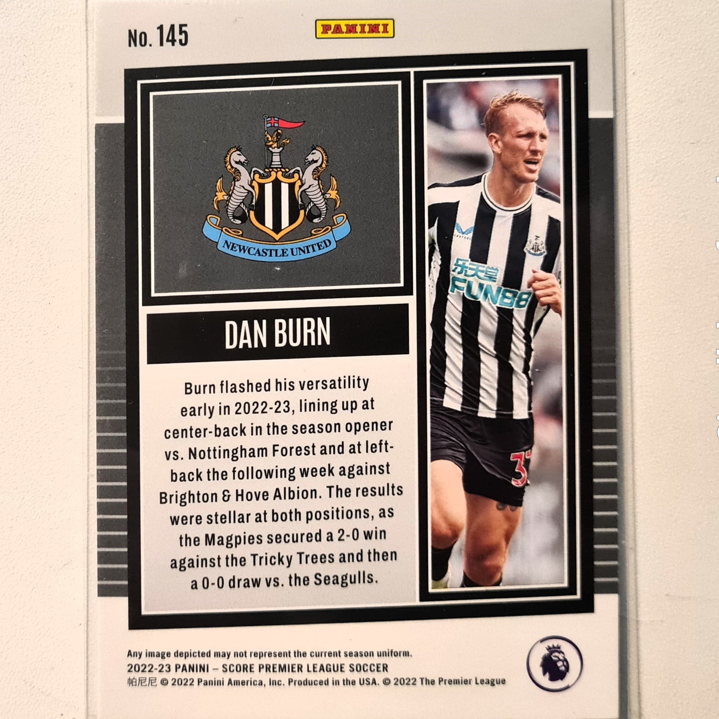 Dan Burn 2022-23 Panini Score silver laser premier league #145 Soccer Football Newcastle United Excellent/mint Sleeved