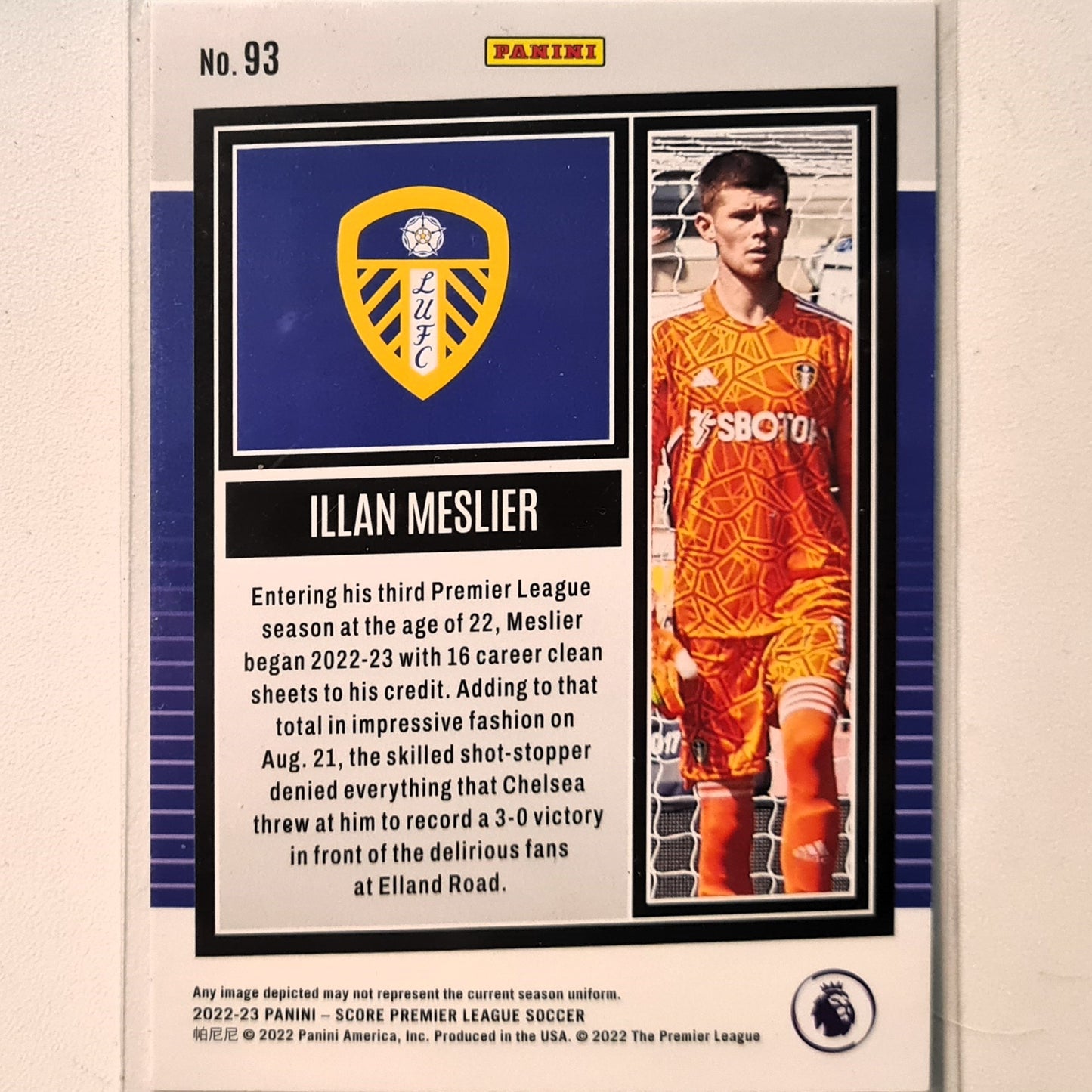 Illan Meslier 2022-23 Panini Score silver laser premier league #93 Soccer Football Leeds United Excellent/mint Sleeved