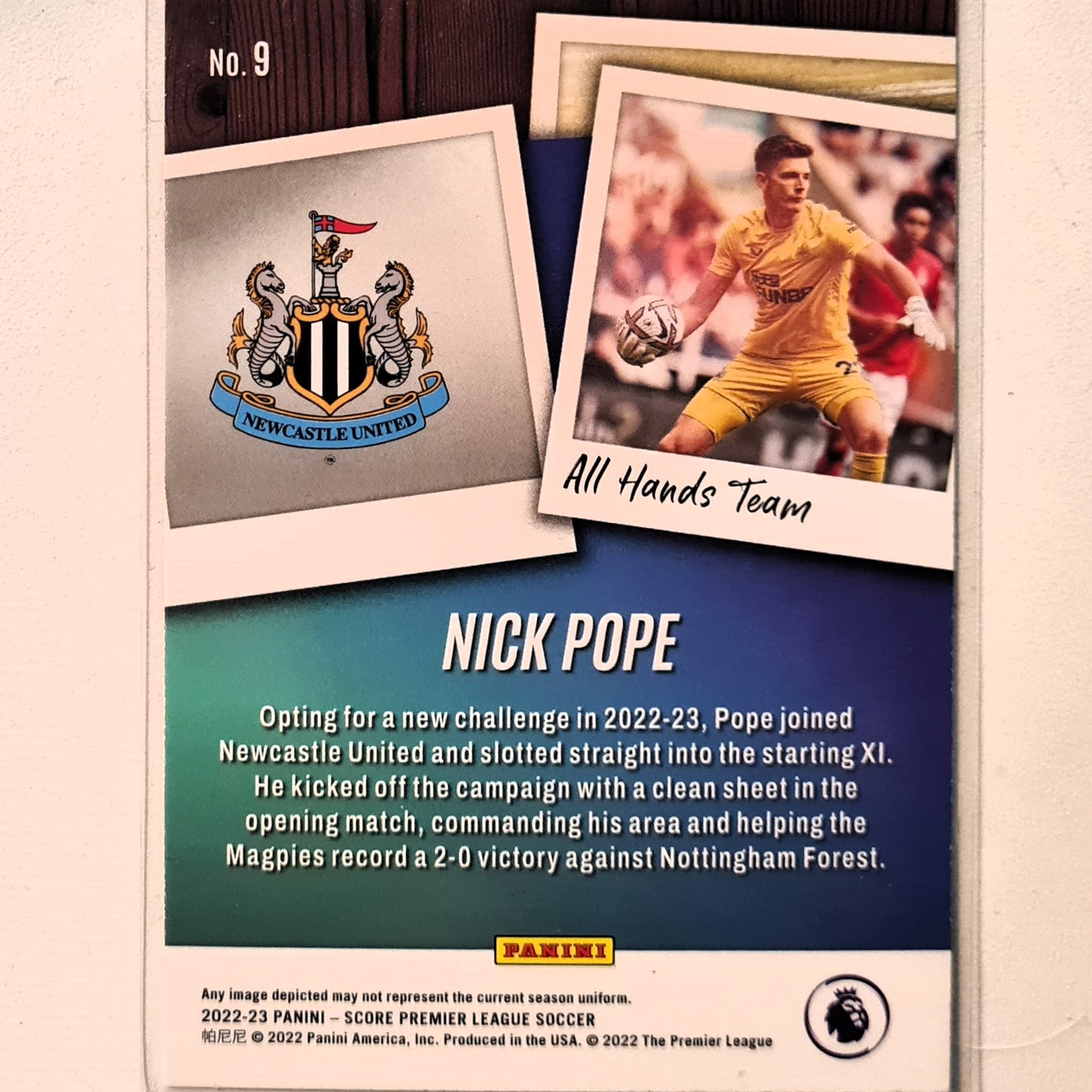 Nick Pope 2022-23 Panini Score premier league All hands Team #9 Soccer Football Newcastle United Excellent/mint Sleeved