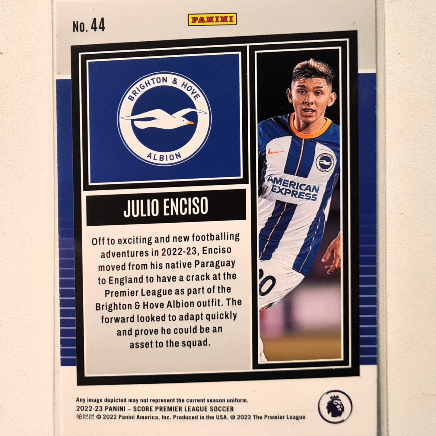 Julio Enciso 2022-23 Panini Score premier league Rookie RC #44 Soccer Football Brighton Excellent/mint Sleeved