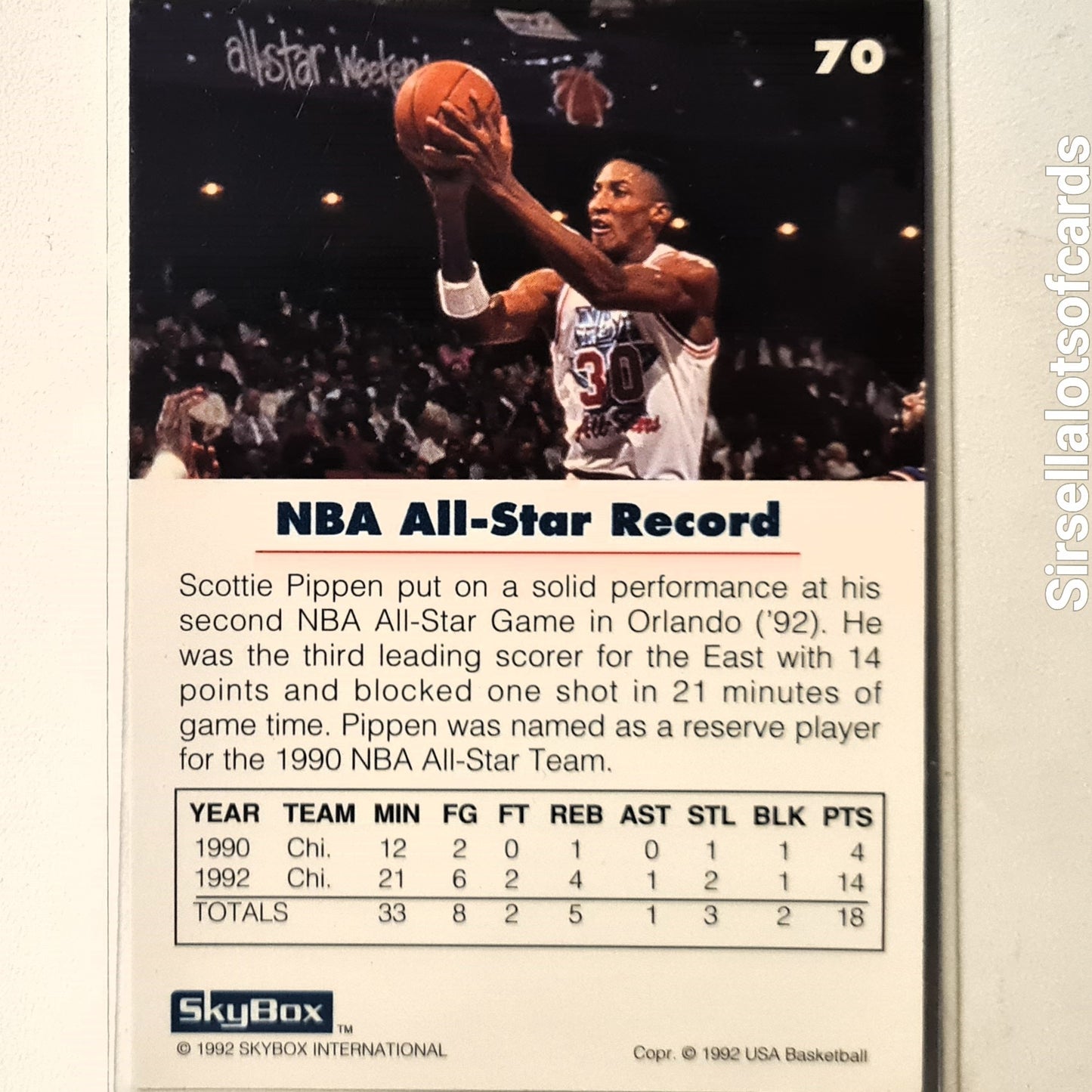 Scottie Pippen 1992 USA Basketball all-star record #70 NBA Basketball Chicago Bulls very good Sleeved