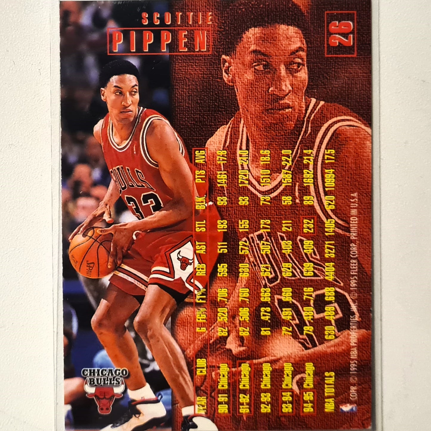 Scottie Pippen 1995 Fleer 95-96 #26 NBA Basketball Chicago Bulls very good Sleeved