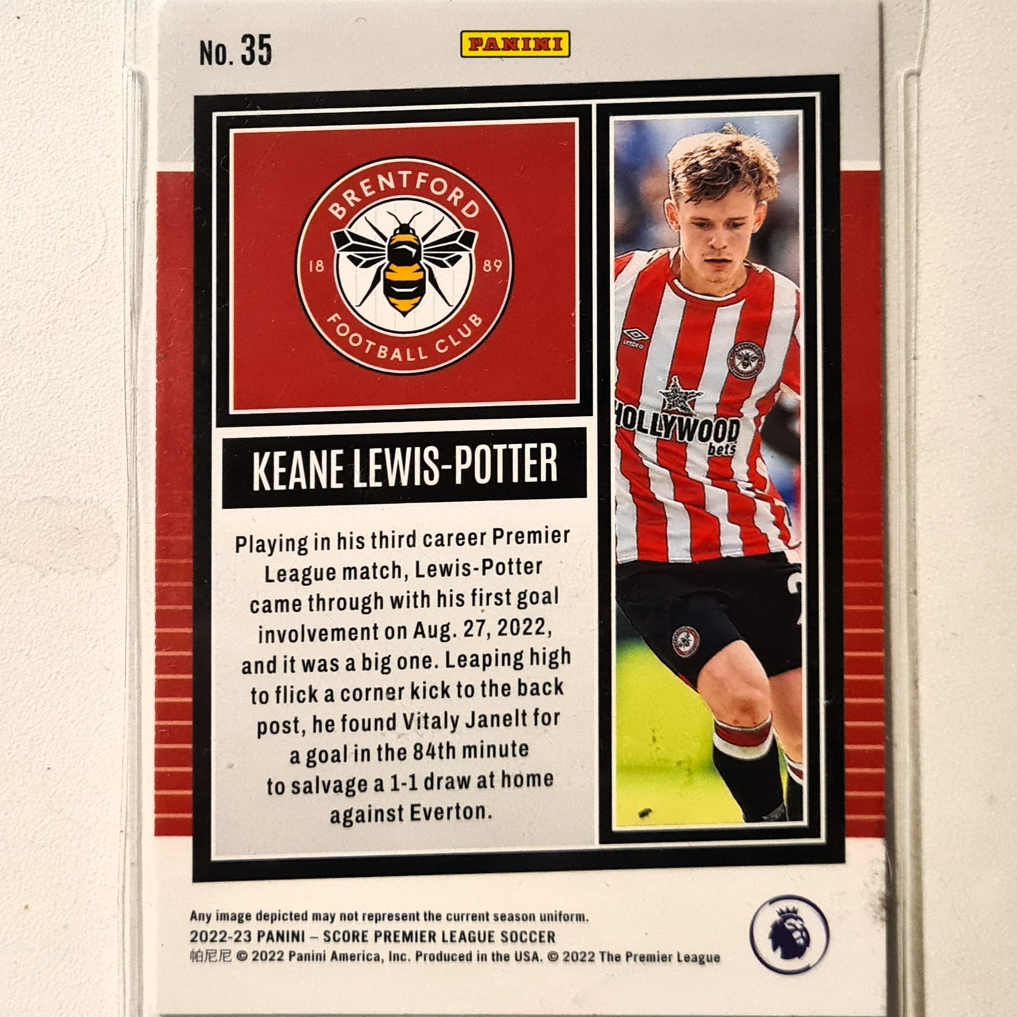 Keane Lewis-Potter 2022-23 Panini Score Premier League Soccer Rookie RC #35 Soccer Football Brentford Excellent/mint sleeved