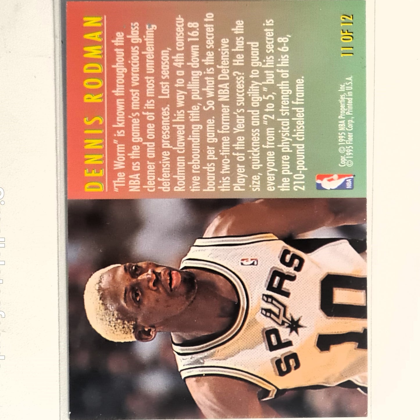 Dennis Rodman 1995 Fleer 95-96 Total D  11 of 12 NBA Basketball San Antonio Spurs Excellent sleeved