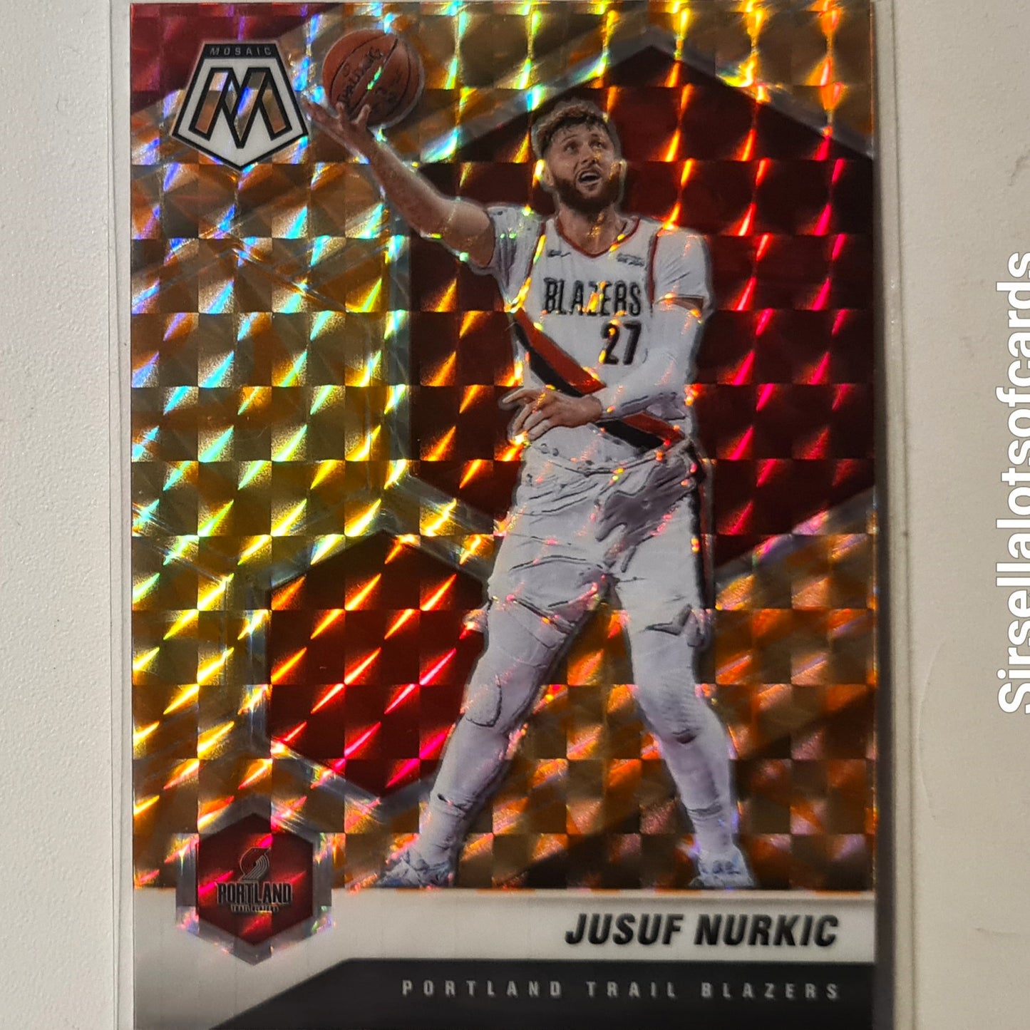 Jusuf Nurkic 2020-21 Panini Mosaic orange reactive prizm #96 NBA Basketball Toronto Trail Blazers Excellent/mint sleeved