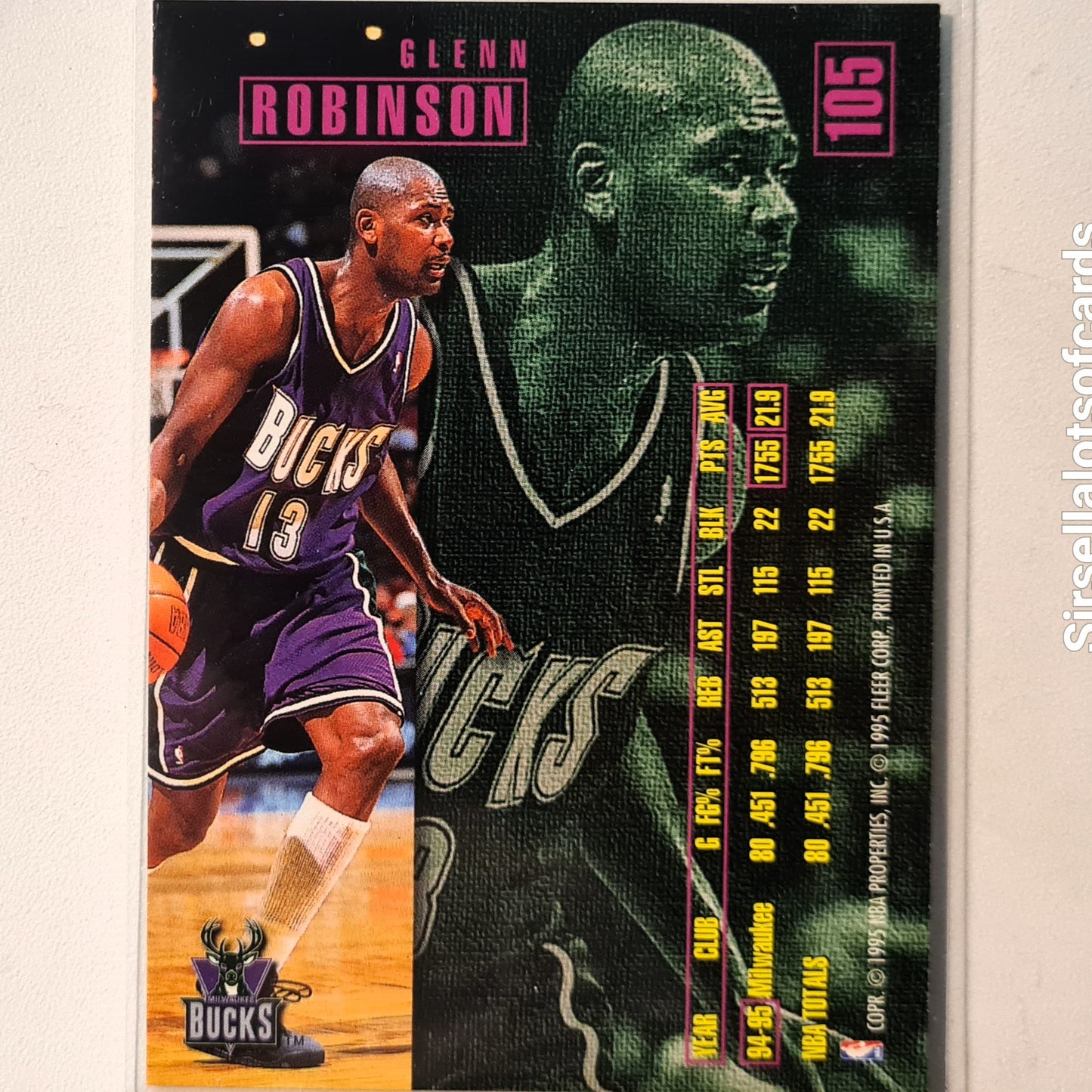 Glenn Robinson 1995 Fleer 95-96 #105 NBA Basketball Milwaukee Bucks Excellent sleeved