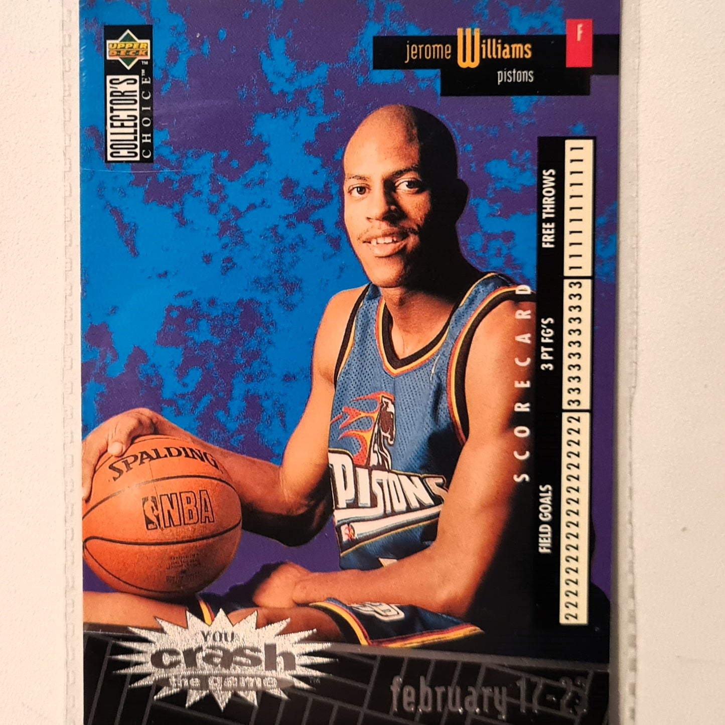 Jerome Williams 1996 Upper Deck you crash the game C8 NBA Basketball Detroit Pistons very good sleeved