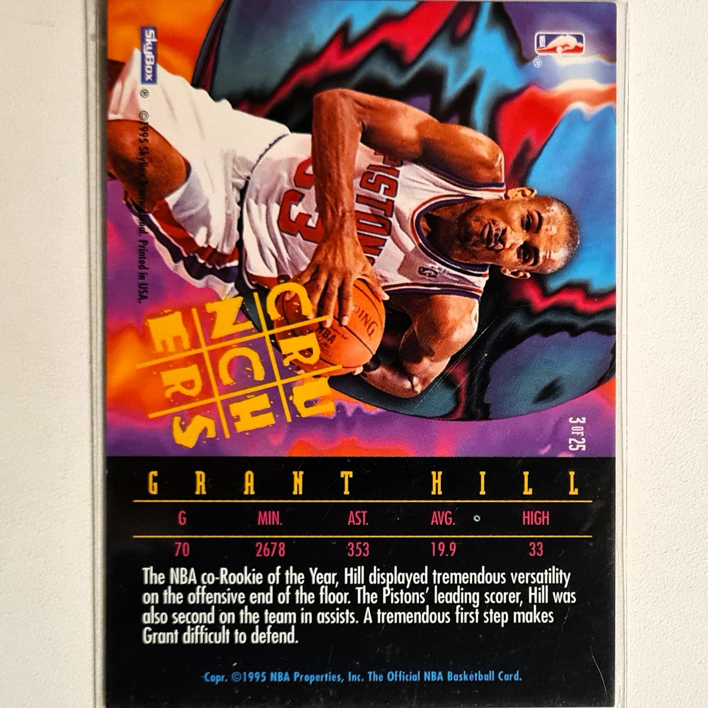 Grant Hill 1995 Skybox NBA Hoops Crunchers insert 3 of 25 Detroit Pistons Excellent sleeved