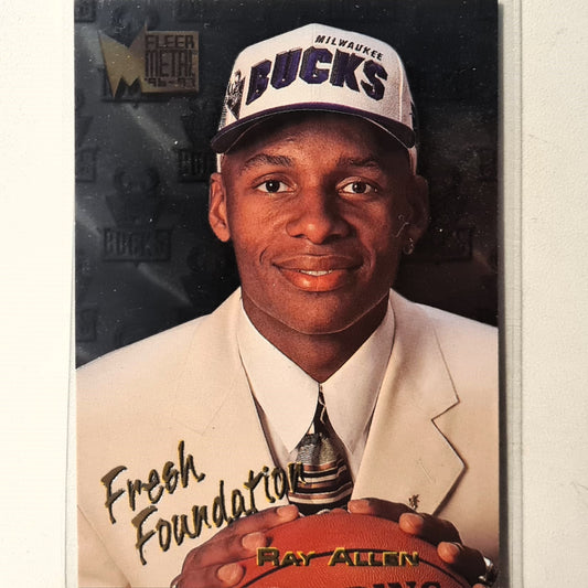 Ray Allen 1996 Fleer 96-97 Fresh Foundation Rookie RC #136 NBA Basketball Milwaukee Bucks Excellent sleeved