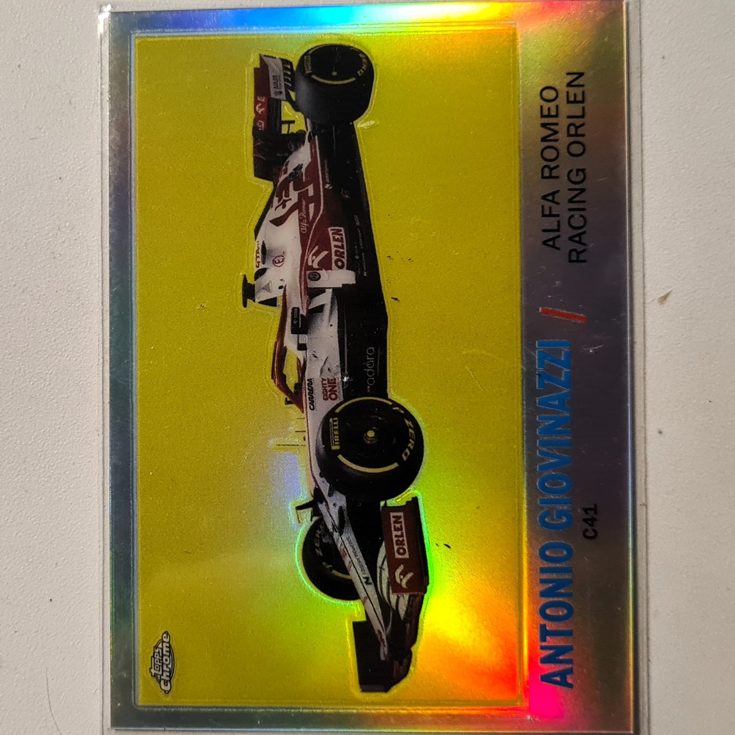 Antonio Giovinazzi C41 2021 Topps Chrome insert T61-AG F1 Formula one Alfa Romeo Racing Orlen Excellent/mint sleeved