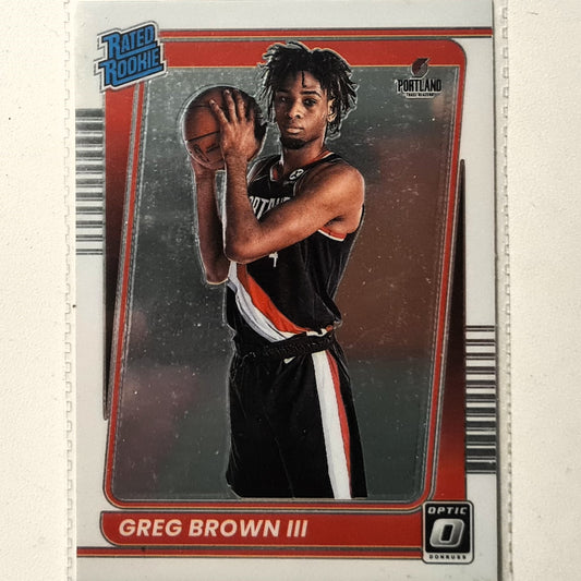 Greg Brown III 2021-22 Panini Donruss Optic Rated Rookie RC #195 NBA Basketball Toronto Blazers Excellent/Mint sleeved