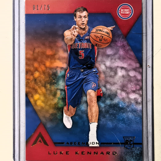 Luke Kennard 2020-21 Panini Ascension Rookie RC 01/75 #116 NBA basketball Detroit Pistons Sleeved